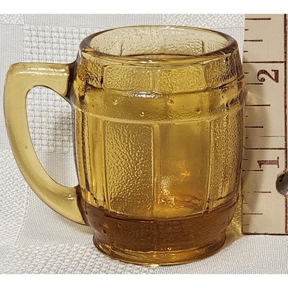 Amber‎ Colored Glass Mini Mug Shot Glass 2.25" Tall - Picture 9 of 14
